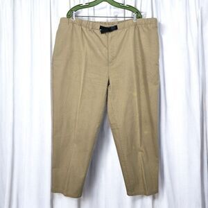 Vtg TravelSmith Pants Men XXL x 27" Khaki Buckle Elastic Band Travel 100% cotton